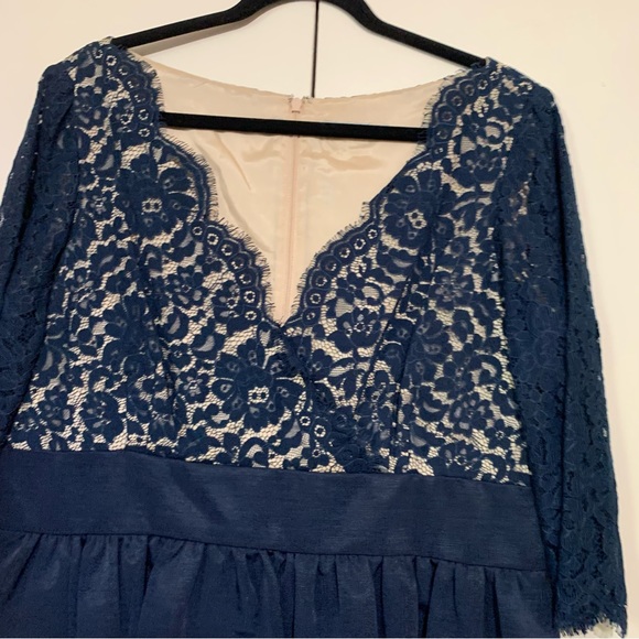 Eliza J Navy Fit & Flare Lace & Faille Navy Cocktail/Formal  Dress - Picture 5 of 11